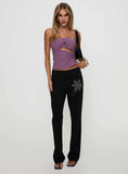 Quotation Diamante Flare Pants Black