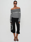 Danyel Off The Shoulder Sweater Black White Stripe