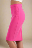 Pencil High Waist Bandage Knee Length Skirt Hot Pink