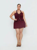Aisleigh Sequin Halter Mini Dress Berry Curve