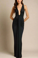 Bella Bodycon Wrap Maxi Dress Classic Black