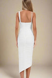 Adele Bodycon Wrap Midi Dress White Pearl