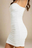 Cassie Bodycon Wrap Mini Dress White Pearl
