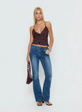 Call My Lover Lace Cami Top Brown Polka