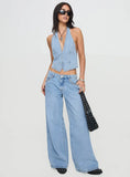 Pearlisle Low Rise Baggy Jeans Light Wash