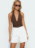 Torri Longline Denim Shorts Ecru