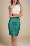 High Waist Metallic Leather Mini Skirt Emerald Green