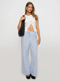 Holiday Tie Front Pant Blue White Stripe