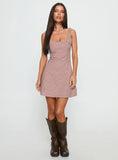 Denley Cinched Mini Dress Pink Check