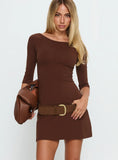 Silver Lake 3 4 Sleeve Mini Dress Chocolate