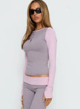 Kobee Jersey Long Sleeve Layering Top Slate Dusty Pink