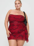 Donelli Mini Dress Burgundy Red Floral Curve