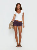 Daily Define Deep V Short Sleeve Top White