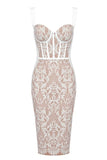 Genevieve Bodycon Midi Dress White Pearl