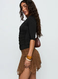 Lifas Lace Mini Skirt Brown