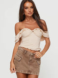 Flutter Frills Top Beige