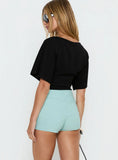 Viridian Belted Micro Shorts Blue