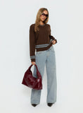 Yarnia V Neck Jumper Brown Blue