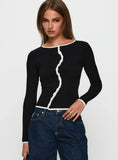 Bring Me Closer Button Up Long Sleeve Top Black White
