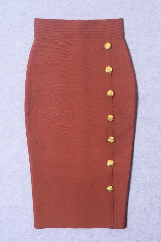 Jessie Midi Pencil Skirt Tan Brown