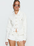 Caresse Cinched Denim Jacket White