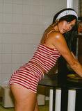 Miztaray Cami Top Red Cream Stripe