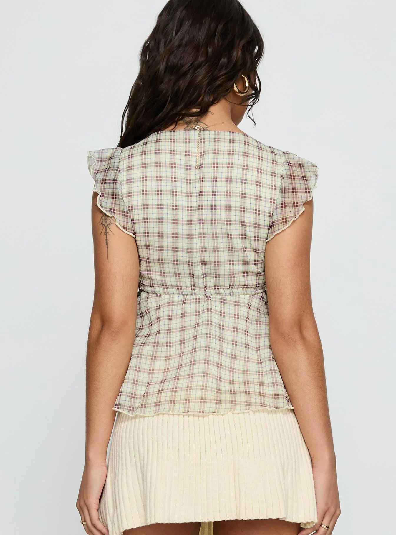 Auroraah Frill Top Yellow Check