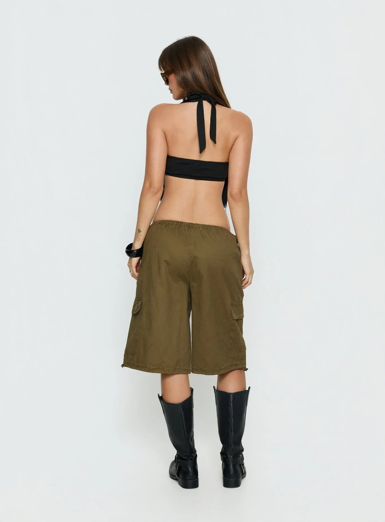 Allyza Baggy Cargo Shorts Olive