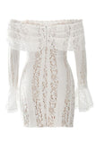 Rose Long Sleeve Bodycon Mini Dress White Pearl