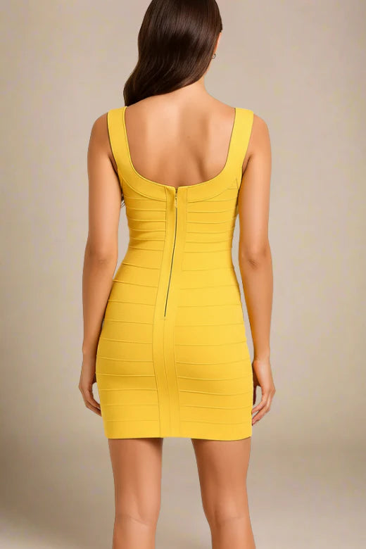 Cindy Bandage Mini Dress Mustard Yellow