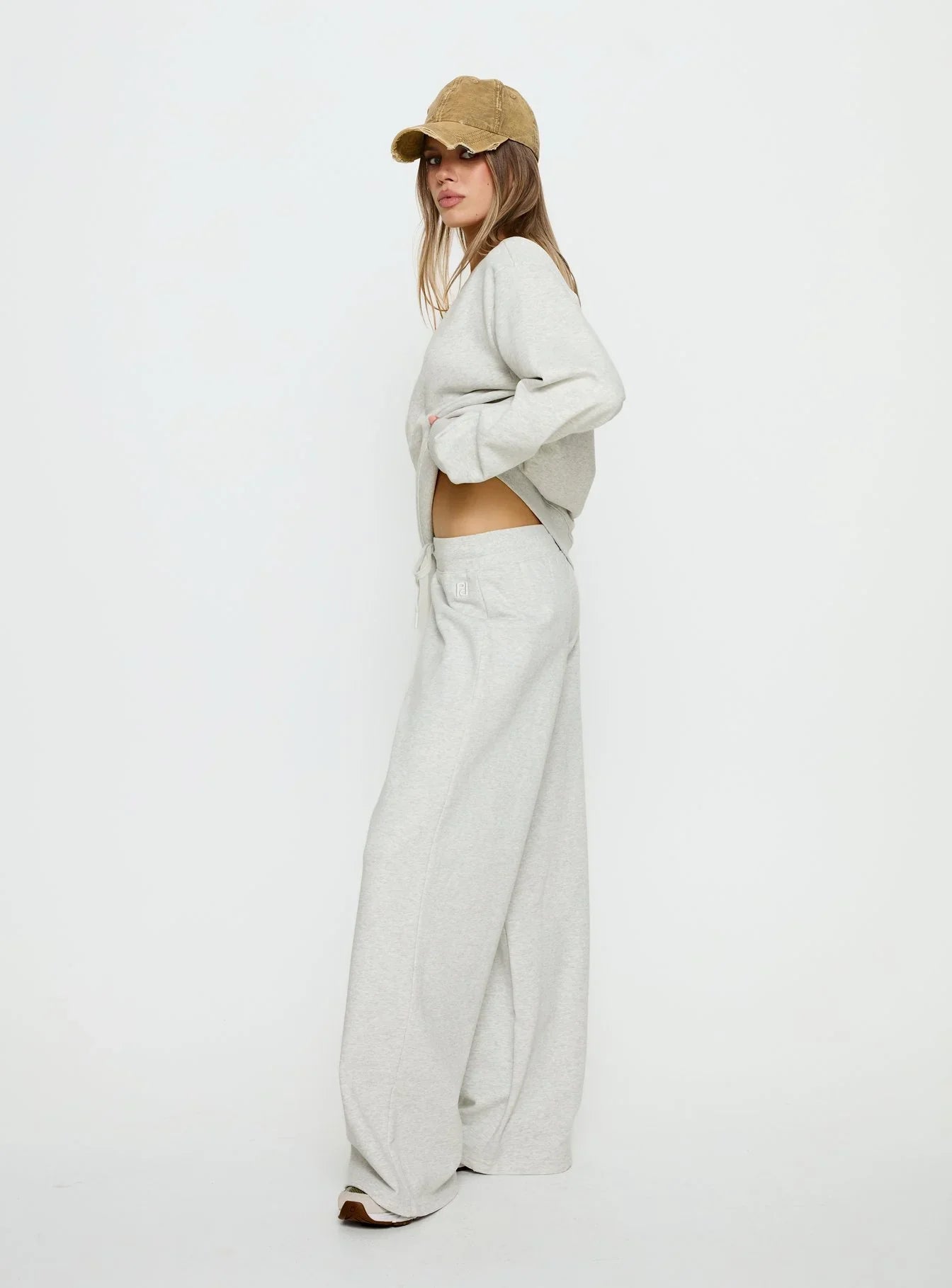 Dodie Wide Leg Pants Grey Marle