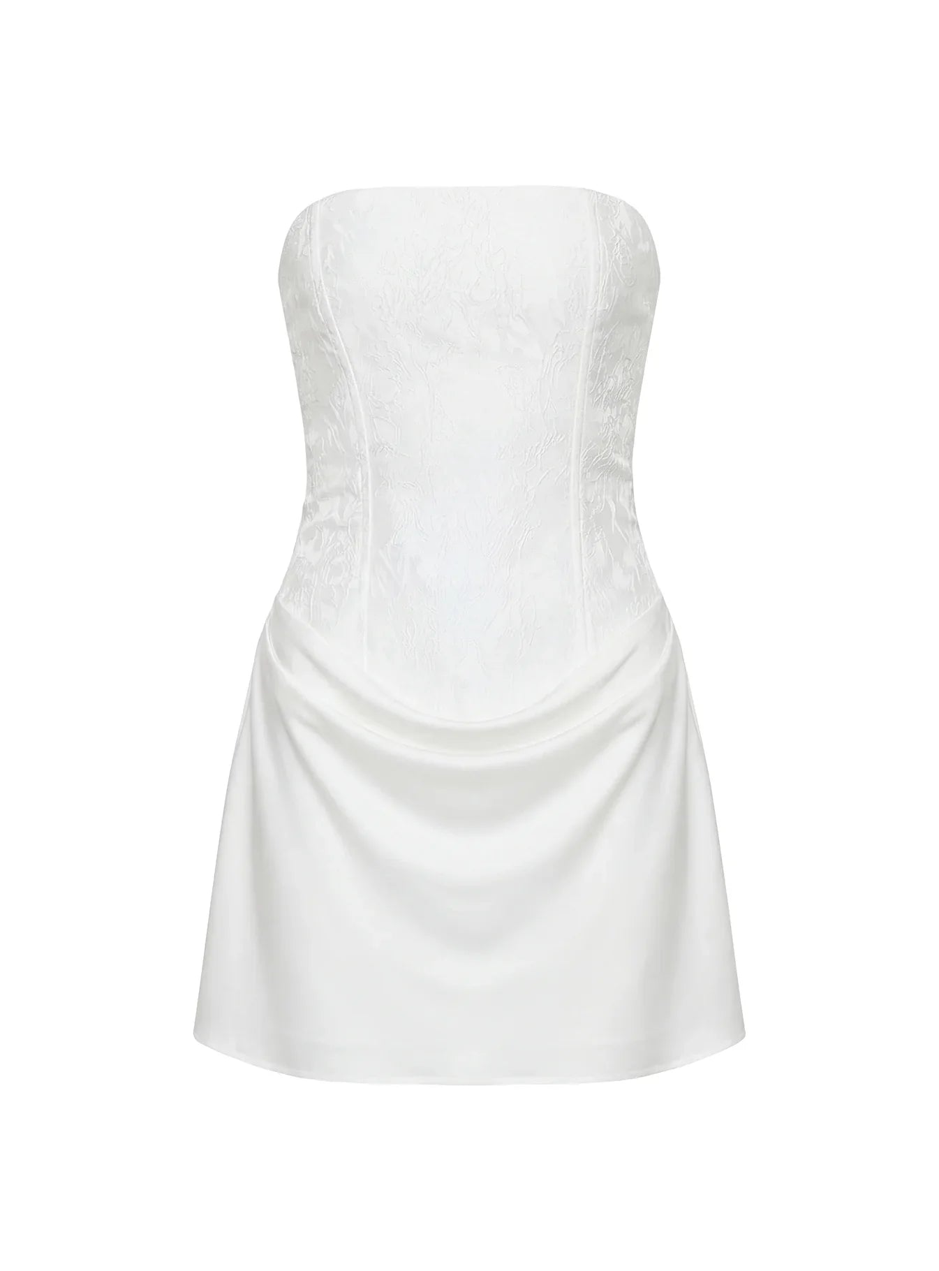 Jenevieve Strapless Drape Mini Dress White