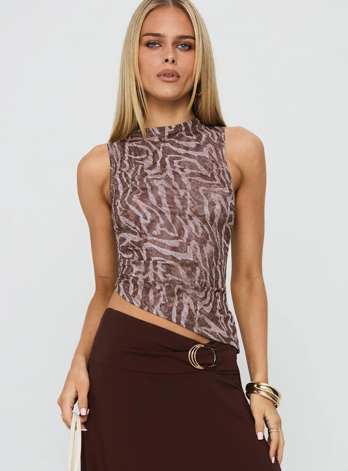 Sunburn Asymmetrical Top Brown Zebra
