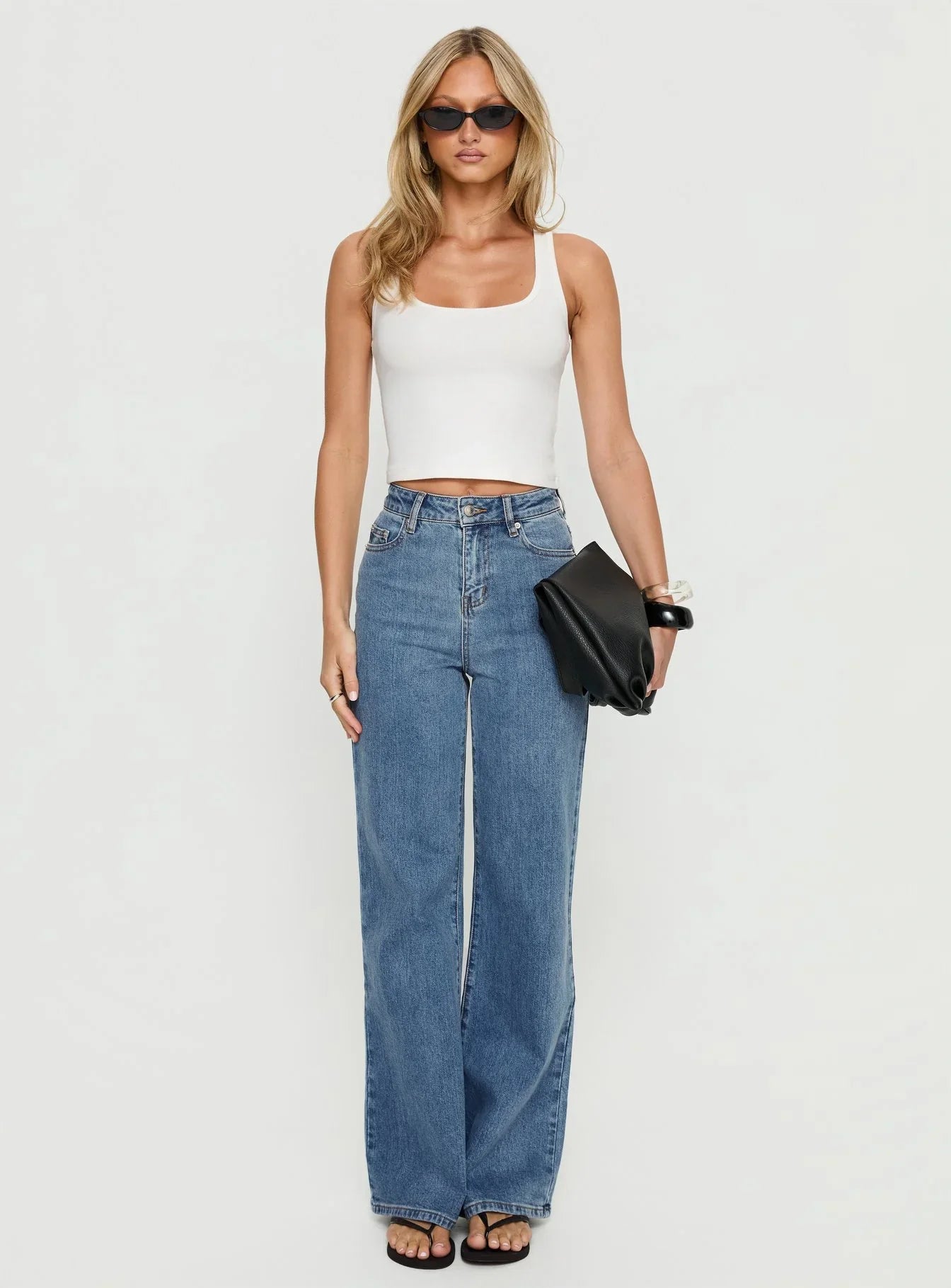 Thearlie High Rise Flared Jeans Mid Blue Wash