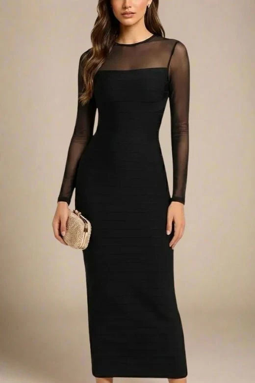 Robin Long Sleeve Bandage Maxi Dress Classic Black