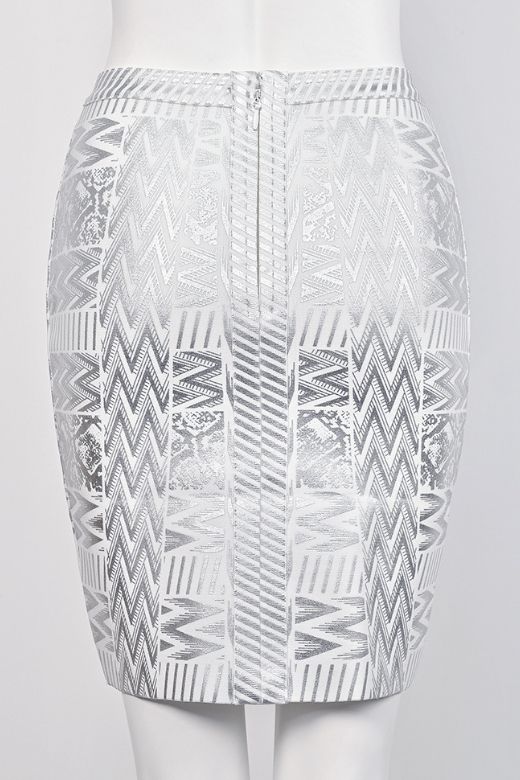 High Waist Metallic Leather Mini Skirt Silver