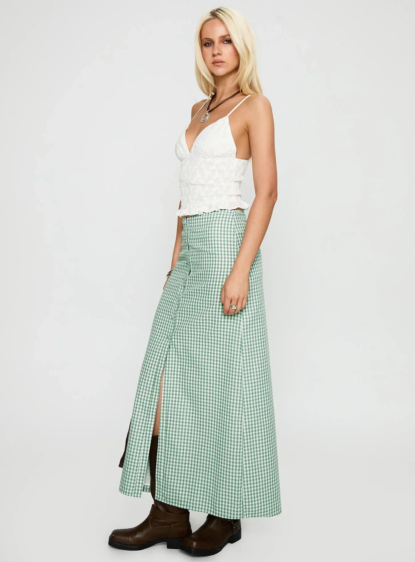 Macadamia Maxi Skirt Green White
