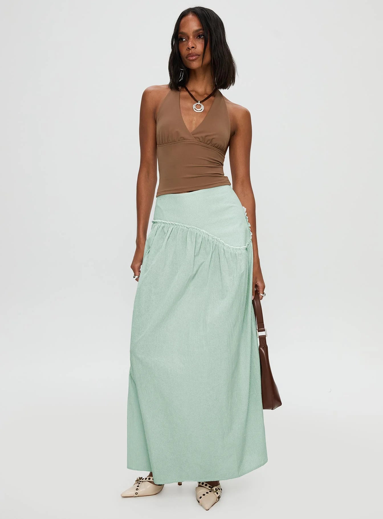 Yasemine Maxi Skirt Green White
