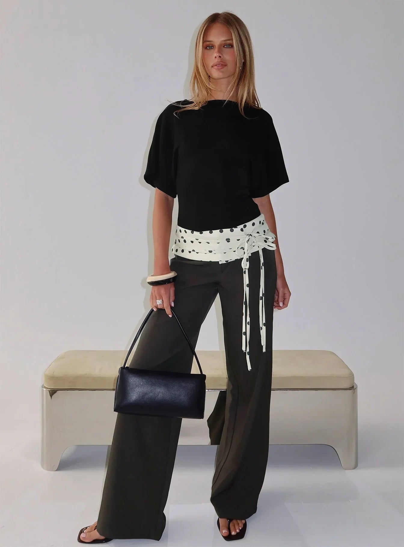 Seneca Wrap Pants Charcoal Polka Dot