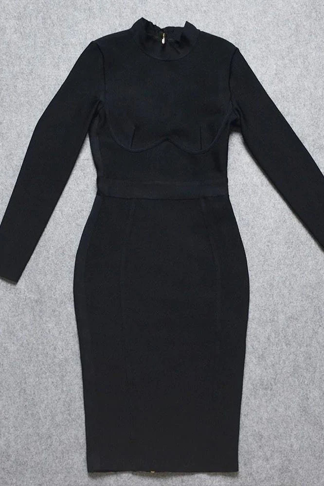 Dee Long Sleeve Bandage Dress Neon Purple