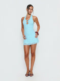 Blue Sky Halter Cut Out Mini Dress Blue
