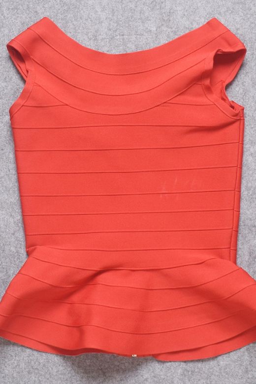 Leni Bandage Top and Knee Length Skirt Set Lipstick Red