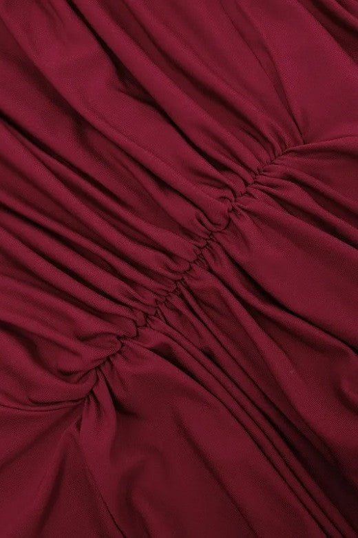 Bella Bodycon Wrap Maxi Dress Red Wine