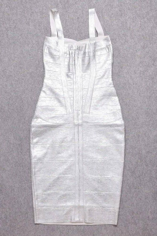 Heidi Bandage Midi Dress Silver Sale