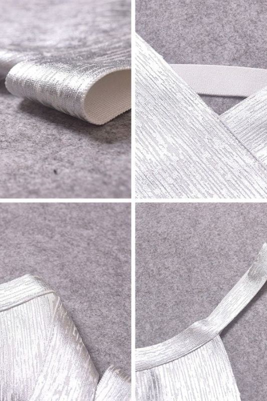 Ang Bandage Leather Crop Top Silver