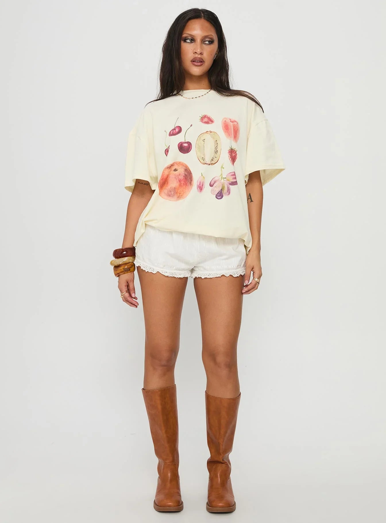 Farmers Pick Oversized Graphic Top Cream