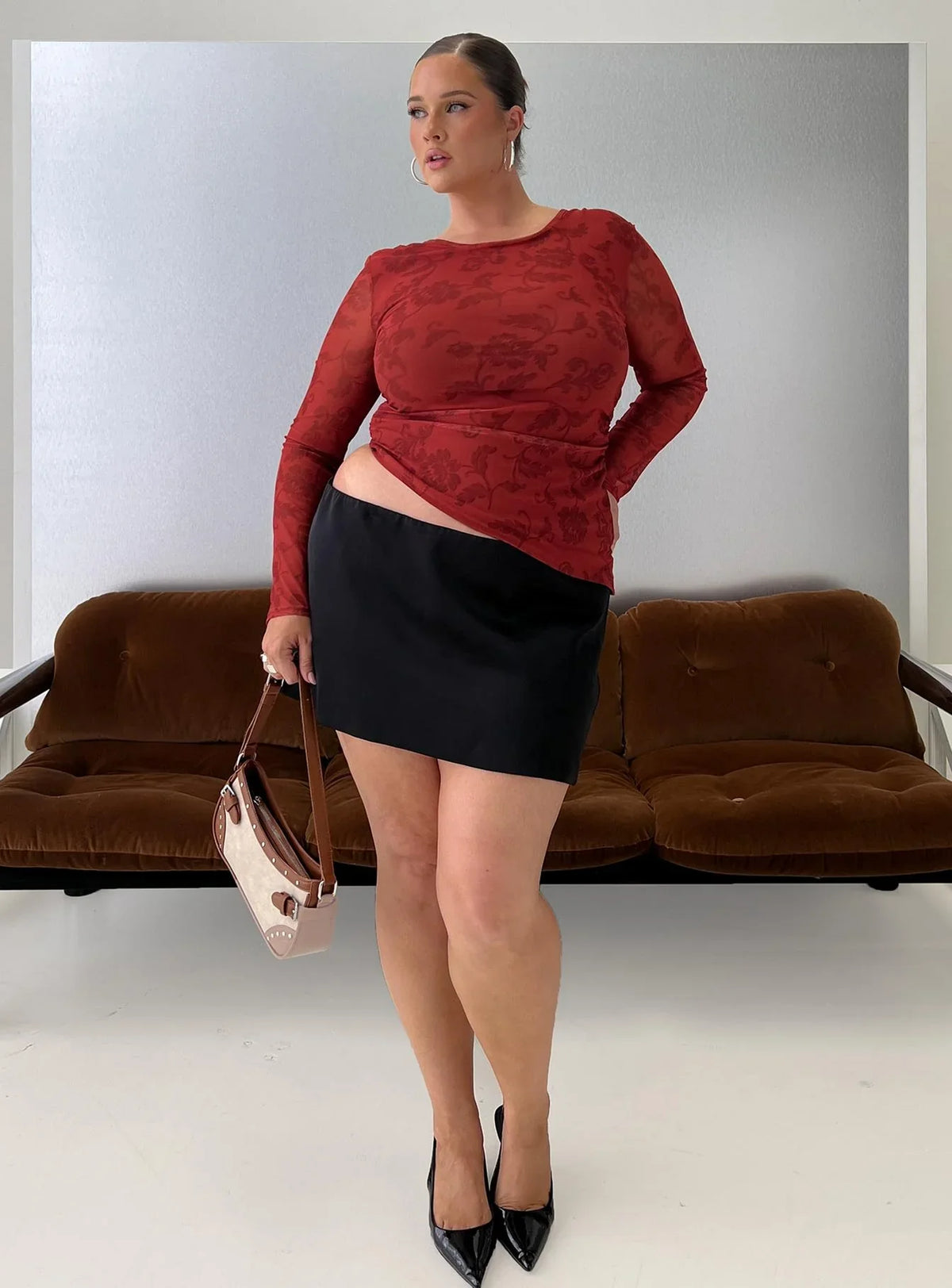 Nadya Satin Tailored Mini Skirt Black Curve