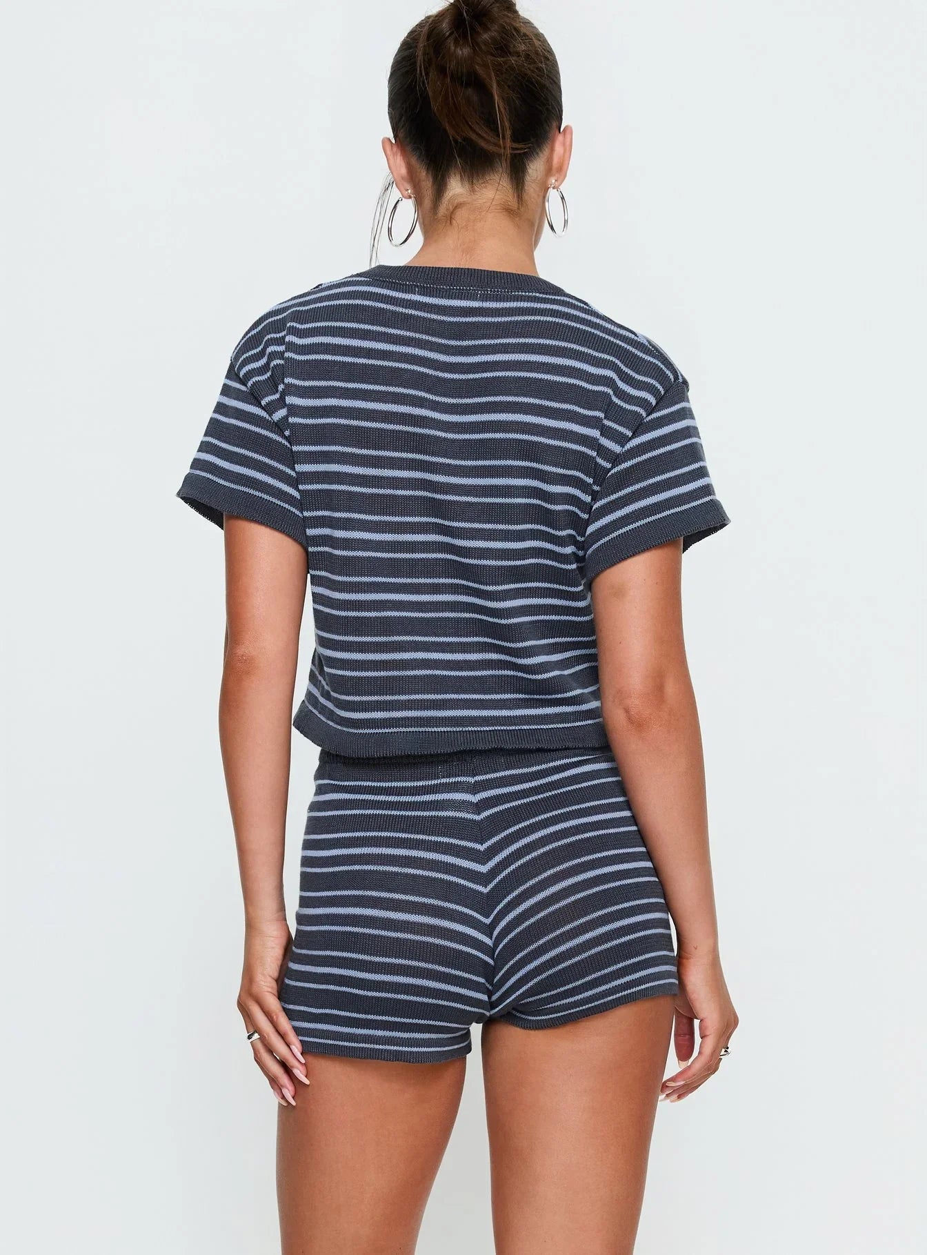 Arlynn Knit Micro Shorts Blue Stripe