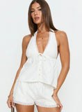 Cloud Crush Linen Halter Top White