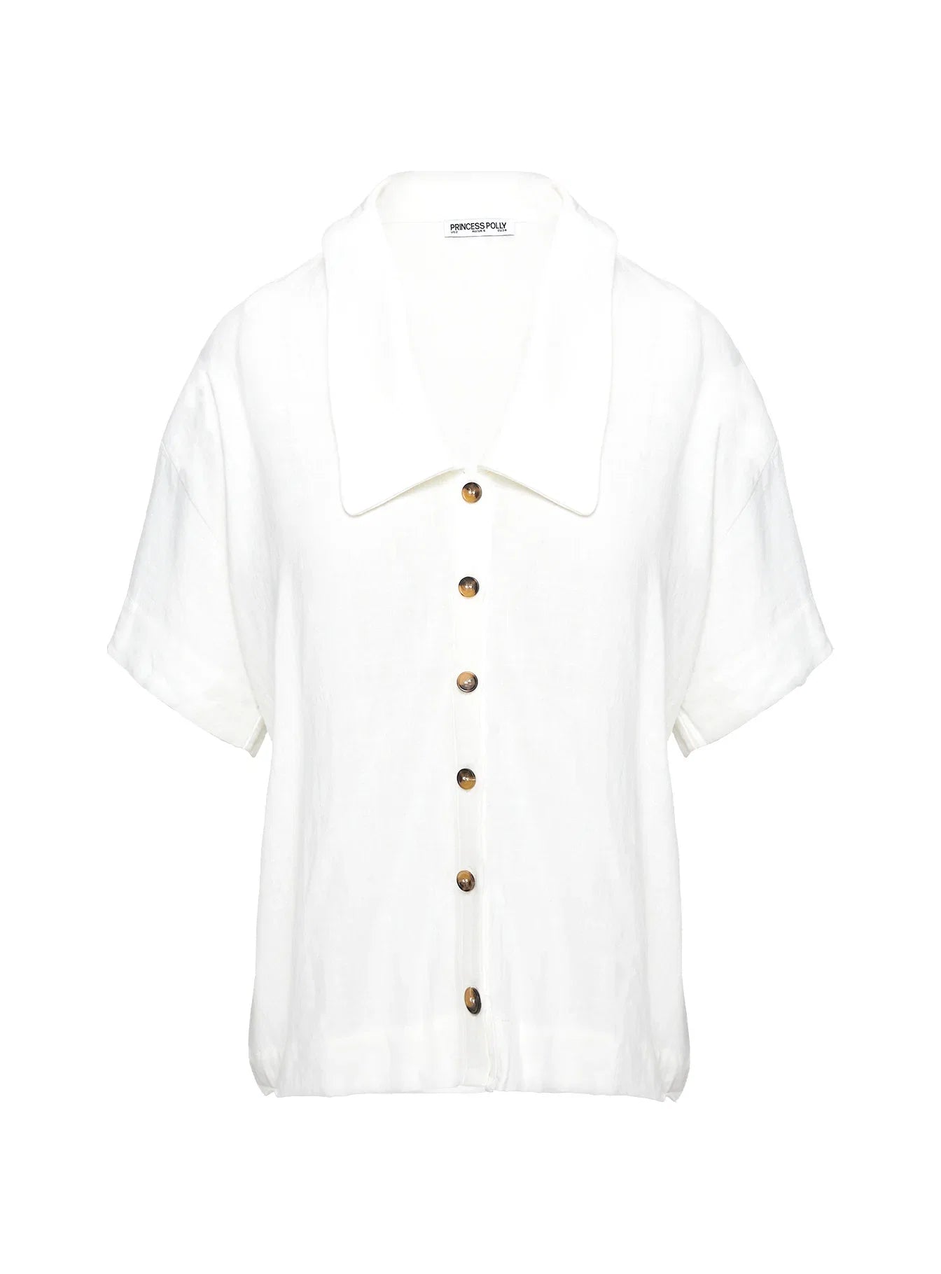 Goody Linen Button Front Top White